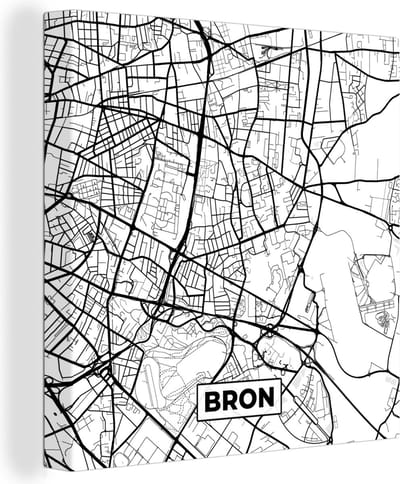 Canvas Schilderij Bron - Stadskaart - Plattegrond - Kaart - Frankrijk - Zwart wit - 20x20 cm - Wanddecoratie