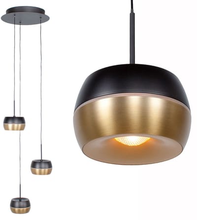 Hanglamp | Ø 25 cm | serie nova | 3 lichts | zwart goud | metaal | moderne design sfeer verlichting