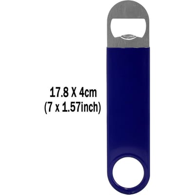 Décapsuleur pour barman, décapsuleur pour bouteille de bière, décapsuleur rapide, acier inoxydable avec revêtement en caoutchouc 7 pouces bleu