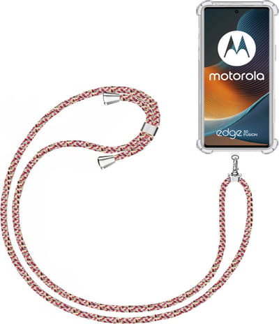 Telefoonkoord + Hoesje Geschikt voor Motorola Edge 50 Fusion - Lengte Verstelbaar - Telefoonketting - Shock Proof Case - Meerkleurig