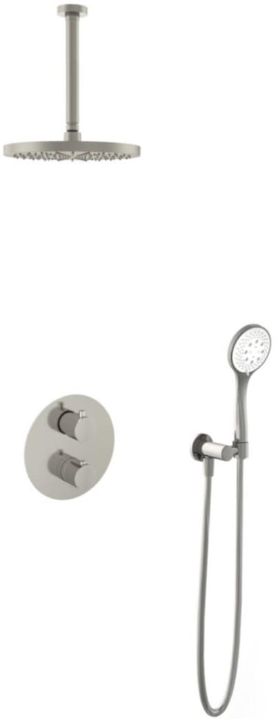 Hotbath Buddy - Inbouw Regendoucheset - Thermostatisch - Plafondbuis 30 cm - Hoofddouche 250 mm - Ronde Handdouche 3 Standen - met 2-Weg Stop-Omstel - Waterbesparend - V02