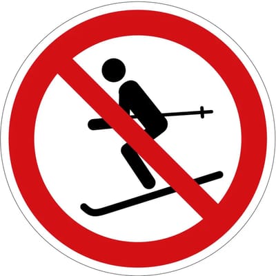 Skiën verboden verbodssticker - P076 | 10 cm