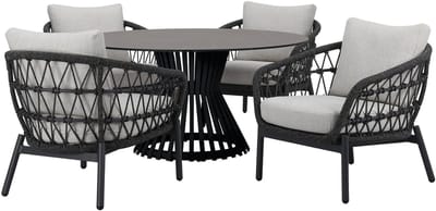 Arezzo Pasadena low dining tuinset 140xH69 cm 5 delig antraciet