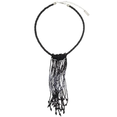 Behave - Gevlochten Ketting Zwart - Trendy Accessoire met Hanger - Dames