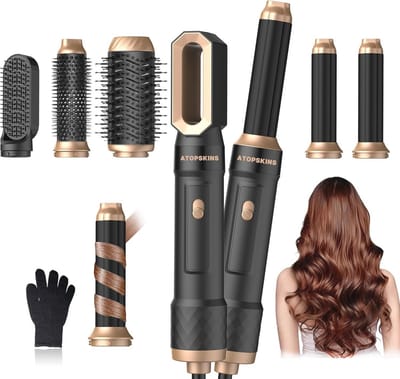 6-in-1 Haarstyler en Föhnborstel - Multifunctionele Haardroger met Krultang en Rechte Borstel, 1000 W