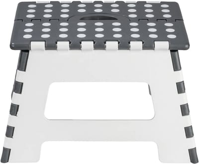 Livarno home huishoud krukje - opstap krukje - Grijs/wit - 35 x 22 x 28.5 cm - max 150kg