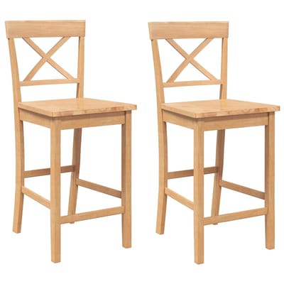 vidaXL - Barkrukken - 2 - stuks - natuurlijk - massief - hout - rubber
