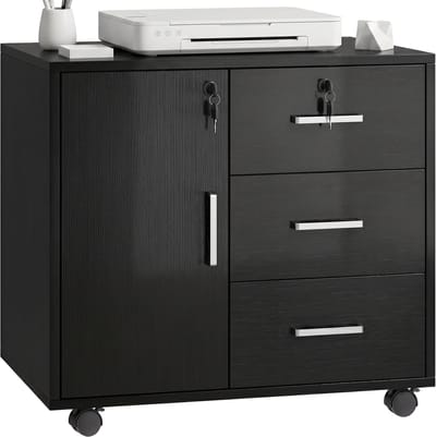HOMCOM Printerkast - Spaanplaat - 60x40x56cm - Zwart