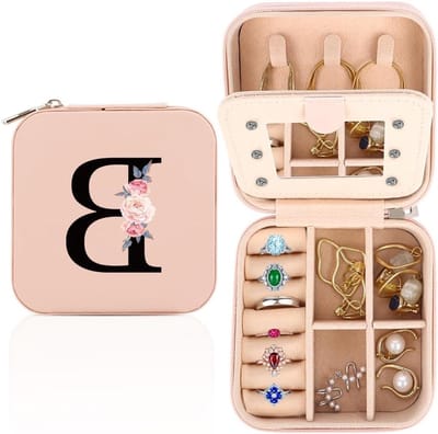 Persoonlijke Reisjuwelenbox met Spiegel, Compact en Handig voor Kinderen en Meisjes, Perfect voor Sieraden onderweg