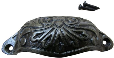 Ornate Cup Pull Handle Antique Brass