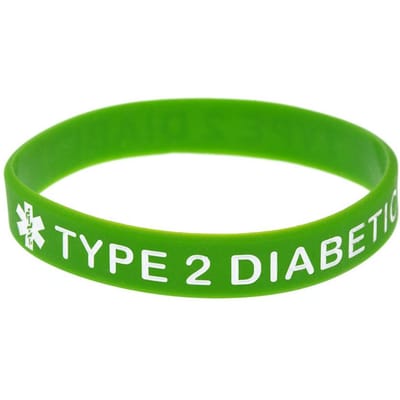 5 stuks TYPE 2 DIABETES Siliconen Polsband Zachte Armbanden voor Dagelijkse Herinnering green