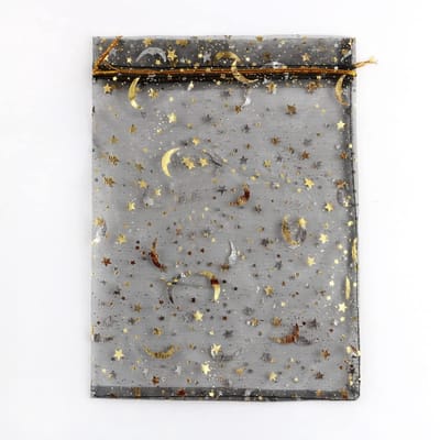 Allecto - Organzazakjes - Cadeauzakjes - Zwart - Glitter - Ster en Maan - Voor Bruiloften en Feesten - 50 Stuks