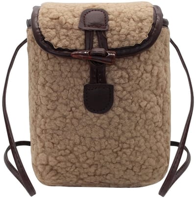Dailygoods- Schoudertas Dames - Zacht Lamswol/PU Leer - Retro Telefoon Tas - 20 x 15 x 6 cm - Lichtgewicht 90 gr - Ideaal voor Reizen/Feesten - Handtas