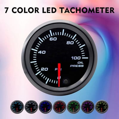 Kit de jauge de 52mm de diamètre, lentille fumée, GlowShift teinté, 7 couleurs, LED, pression d'huile électronique PSI Electronic Oil   Pressure PSI noir