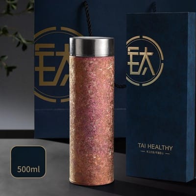 Pure Titanium Thermosbeker Binnen en Buiten Dubbel Titanium Hoogvacuüm Zakelijke Thermos Waterbeker Auto Thee Water Scheiding Theekop 500ml