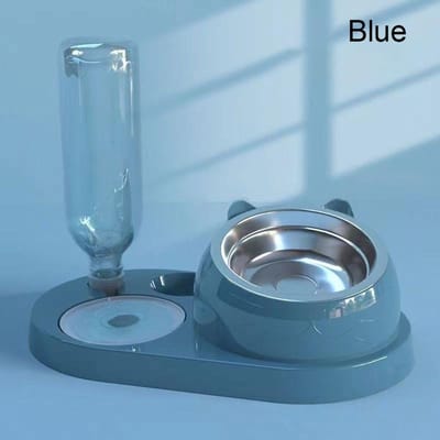 Nieuwe 2-in-1 Kat Kom Waterdispenser Automatische Wateropslag Hond Kattenvoerbak Voedselcontainer met Waterer Huisdier Waterer Feeder white