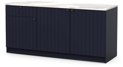 Keukenkast Chester - 3 deuren & 1 lade - indigo/marmer - CBA - Keuken onderkast - Wit; Blauw - Melamine; Spaanplaat
