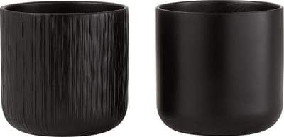 J-Line bloempot Gen - keramiek - zwart - medium - 2 stuks - Ø 15 cm