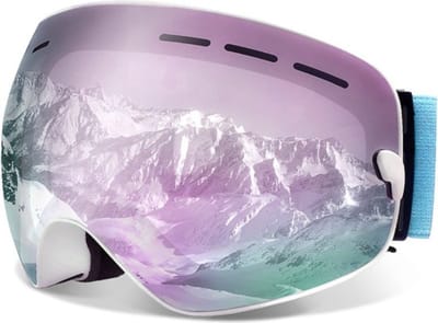 Bovista Skibril - Ski Zonnebril - Wintersport - UV-Bescherming - Winddicht - Ski Gadgets - Dames & Heren - Wit & Roze