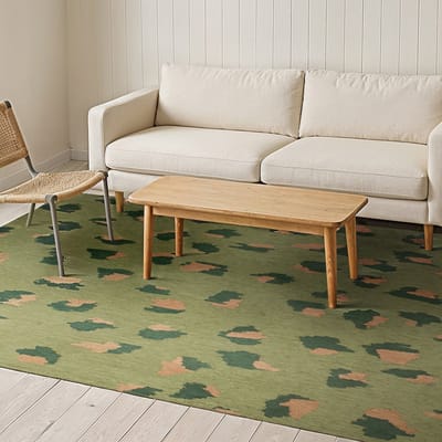 Binnen & Buiten Vloerkleed - 80 x 150 cm - Lola&Moi Leo Spinach - Laagpolig Tapijt - Gerecycled PET - Made in Belgium - Circulair