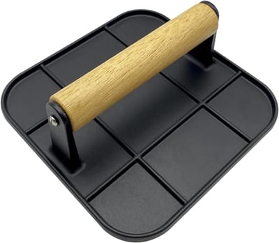 Gietijzeren Burgerpers - Grill Pers - Perfecte Burgers Maken - Gelijkmatige Gewicht Verdeling - 16 cm - Zwart