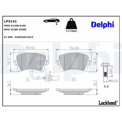 Remblokkenset, schijfrem DELPHI LP3141