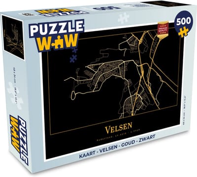 Puzzel Kaart - Velsen - Goud - Zwart - Legpuzzel - Puzzel 500 stukjes
