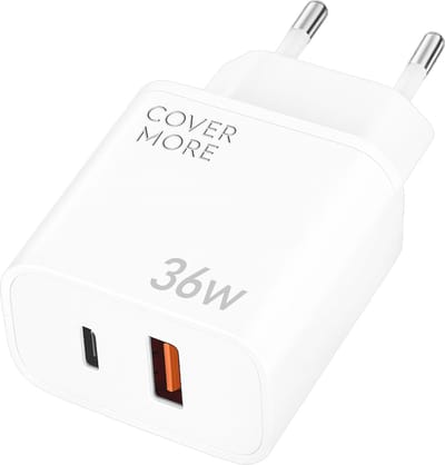 35w usb C oplader met usb en usb C poorten - 2 poorts usb Adapter snellader - Slimme verdeling - Voor meerdere smartphone tegelijk opladen - Snelladen via power delivery en gan super fast charging - Wit