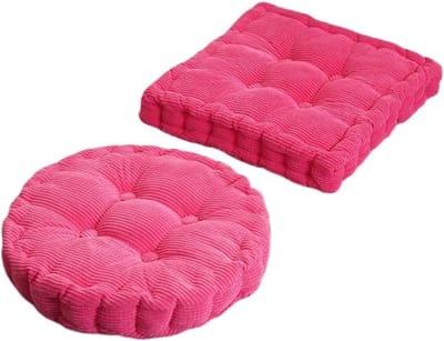 Vloerkussen Rond - Zitkussen - Meditatie en Ontspanning - Zachte Katoen Linnen - 45cm - Rose Rood