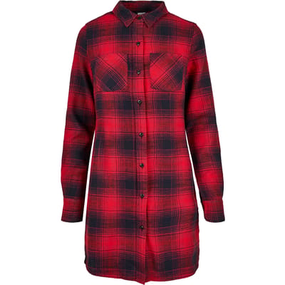 Urban Classics - Check Shirt Korte jurk - XS - Rood/Blauw