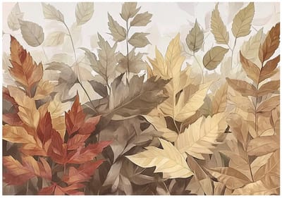 WALLARENA - Fotobehang - 150x105 cm - Fototapete met herfstbladeren in bruin voor slaapkamer en salon, vliesbehang
