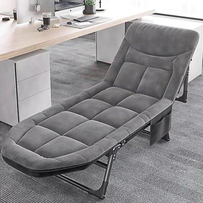 Opvouwbaar campingbed - Loungestoel slaapbed - Buiten ontspannen - 6-voudig verstelbaar - 190 x 70 cm - Grijs