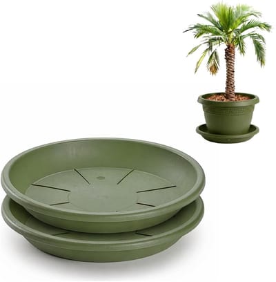 Plasticforte plantenpot onder schotel / opvang schaal - 2x - groen - dia 54 cm - Kunststof - voor een pot met dia 65/70 cm