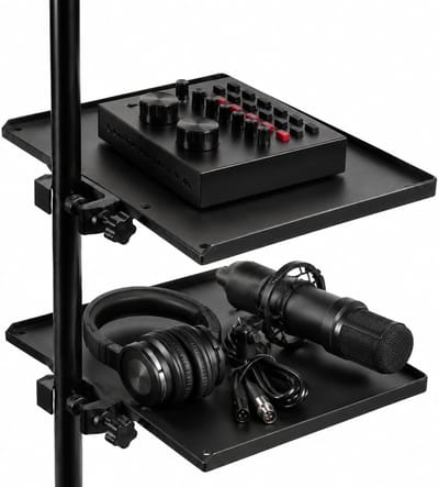2 Stuks Microfoonstand Clip-on Accessoire Tray - Microfoonstand Plank en Geluidsplateau voor Optimaal Gebruik