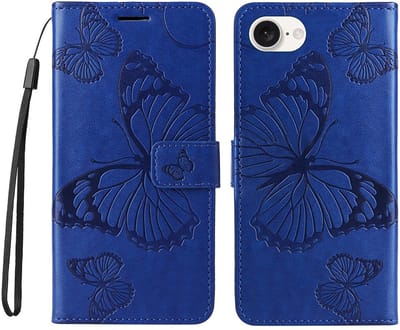 Coverup Hoesje - Geschikt voor iPhone 16e / 17e Hoesje - Coverup Vlinders Book Case - Blauw
