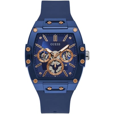 Montre Multifonctionnelle à Quartz pour Homme Guess, Cadran Bleu, Bracelet Rétractable. Style décontracté. Modèle: GW0203G7. blue