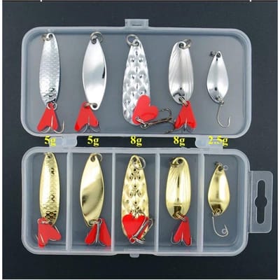 11 stuks Lepel Visaas Set Metalen Vis Lepel Aas Hard Aas met Haak Zoetwater Vissen Roestvrij Staal Spinning Aas Vis gray