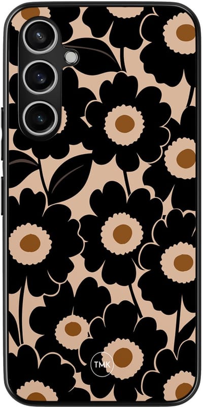 Hoesje geschikt voor Samsung Galaxy S23 FE - Bloom luxe - Zwart, Bruin - TPU case - Bloemen - Hardcase zwart telefoonhoesje