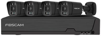 Foscam FNA108E-B4-2T-B Kit Beveiligingscamera Set - 4 Camera's - PoE - 2TB Geheugen - Kleurennachtzicht 20m - 8MP - Zwart