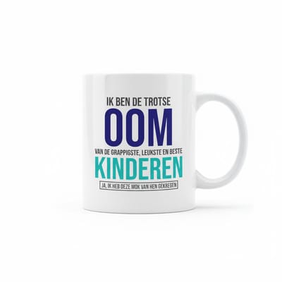 Grappige Oom Tekst Koffiemok “Ik Ben de Trotse Oom van de Grappigste, Leukste en Beste Kinderen” – Cadeaumok voor Oom – Keramische Koffiebeker 330 ml