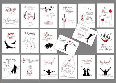 Set van 18 Christelijke kaarten met envelop