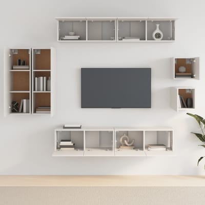 vidaXL - 8-delige - Tv-meubelset - bewerkt - hout - wit