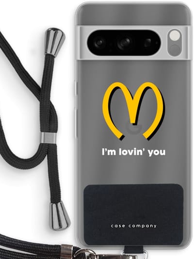 Case Company® - Hoesje met koord geschikt voor Google Pixel 8 Pro hoesje met Koord - I'm lovin' you - Telefoonhoesje met Zwart Koord - Bescherming aan alle Kanten en Over de Schermrand