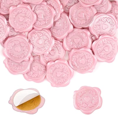 50 Stuks Zelfklevende Wax Seal Stickers voor Enveloppen en Uitnodigingen - Perfect voor Bruiloften, Feestdagen en Decoratie (Roze)