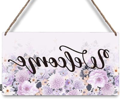 Wooden Welcome Sign for Front Door Porch Yard Garden 12 x 6 Inch Farm Decoration