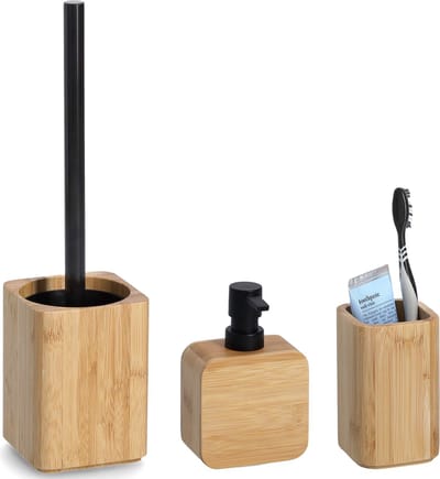 Zeller badkamer accessoires set 3-delig - bamboe hout - luxe kwaliteit