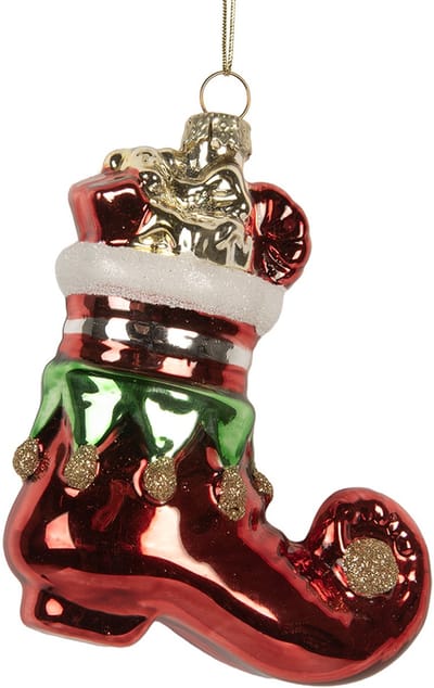 Clayre & Eef Kersthanger Laars 9x4x10 cm Rood Glas