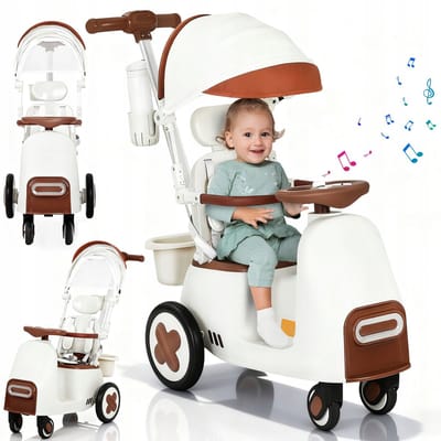 MUMUBOO 3-in-1 Kinderwagen - Duw-en-Schommel Buggy, Elektrische Auto & Schommelstoel - Zonder Batterij