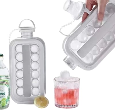 Draagbare 2-in-1 Opvouwbare IJsblokjesmaker & Waterfles – Creatieve IJsblokjesvorm voor Keuken, Bar, Cocktail & Drankjes - IJs Maken Tool