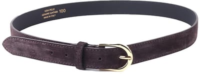 Giuliano Lederen Riem - made in Italy - Dames - Suede Tailleriem - Koffie
